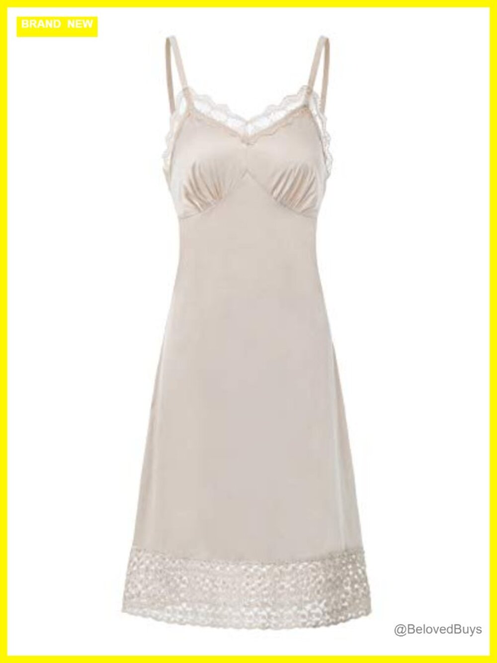 Lace Full Slip Dress Adjustable Spaghetti Strap Cami Knee Length